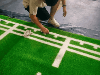 artificial turf for gym track with lines durable low maintenance multi-purpose synthetic grass