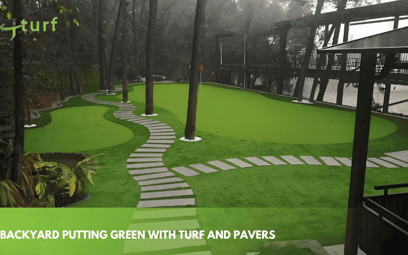 Más de 30 ideas de césped artificial y pavimentación para elevar cualquier espacio exterior en 2025 8 backyard putting green with artificial turf and paverswinding pathway