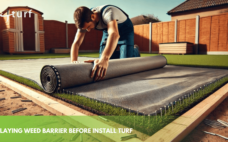 Guía paso a paso para instalar césped artificial 6 laying weed barrier before install turf 2