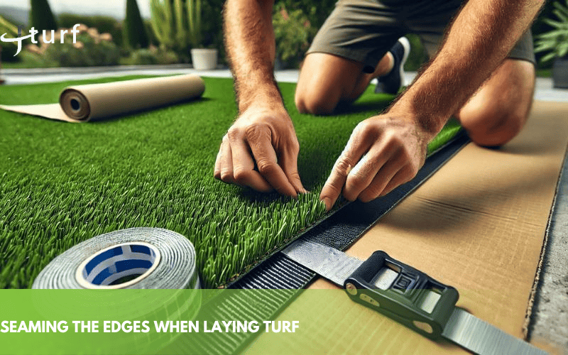 Guía paso a paso para instalar césped artificial 8 seaming the edges when laying turf 1