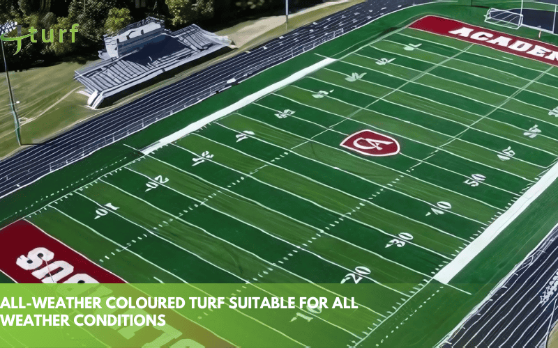 Creative Colored Turf Football Fields to Elevate Your Venue 5 aerial view of synthetic grass football field with track academy sports field with artificial turf and clear markings