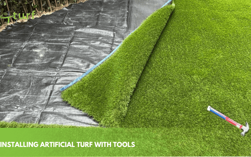 Step-by-Step DIY Golf Hitting Mat Guide: Materials and Tips 1 artificial turf installation process cutting and securing synthetic grass outdoor landscape