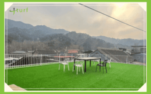 artificial turf rooftop terrace landscape installation in mountain area durable and low maintenance