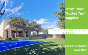 backyard basketball court with multi purpose synthetic turf