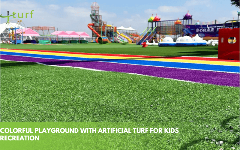 Cómo elegir el mejor césped artificial para áreas de juego: una guía completa 1 Parque infantil colorido con césped artificial para la recreación de los niños.