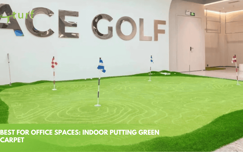 7 Best Indoor Putting Green Turf 2025 2 indoor putting green in office setting with synthetic grass and multiple holes for practice