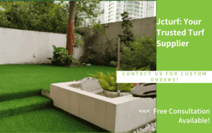 Home (模板) 11 landscaped outdoor space with synthetic turf and garden bed creating a neat and clean appearance