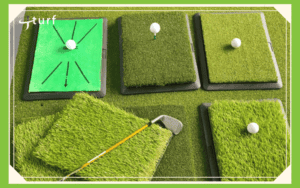 multi surface golf hitting mat with artificial turf samples