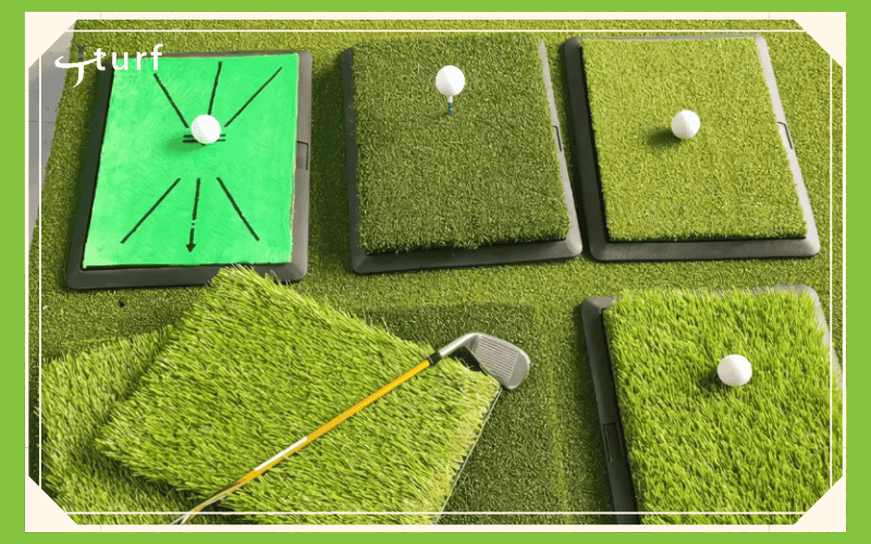 multi surface golf hitting mat with artificial turf samples