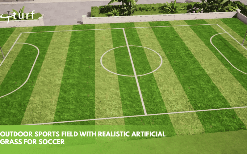 outdoor sports field with realistic artificial grass for soccer