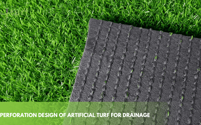 Does Artificial Turf Drain Well? Everything About Turf Drainage Systems 2 synthetic grass drainage backing close up showing perforated design for water flow