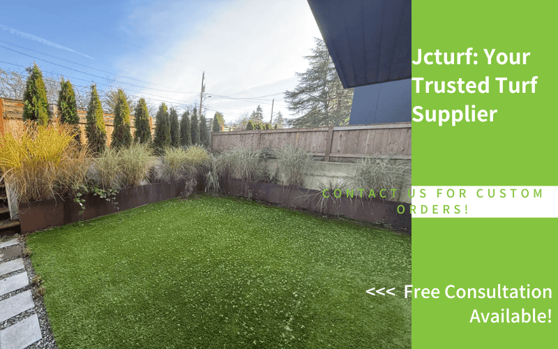 Artificial lawn with visible weed sprouts growing on the turf surface