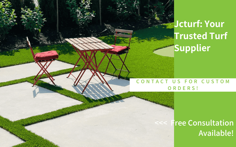 Football 8 Outdoor patio set on concrete slabs with surrounding artificial turf for modern garden design 1