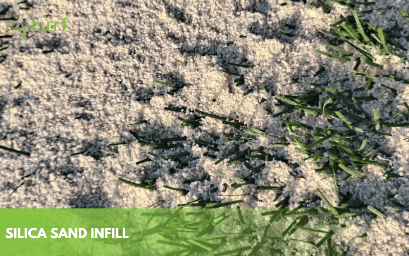 What Is Turf Made Of and Why It Matters 3 Silica sand infill applied to synthetic turf for stability and durability