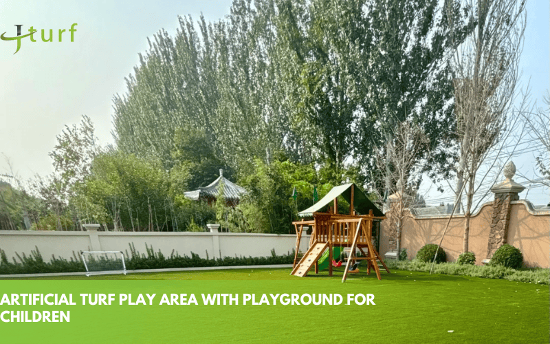 46 ideas inspiradoras de césped artificial para transformar tu espacio exterior 2 Zona de juegos de césped artificial con zona de juegos para niños