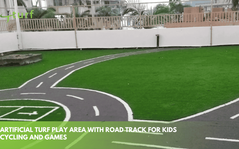 30 Creative Front Yard Turf Ideas: Low Maintenance & Budget-Friendly Designs 5 artificial turf play area with road track for kids cycling and games