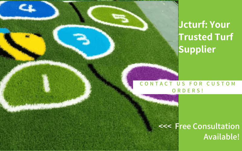 custom printed artificial turf with numbers for kids play area