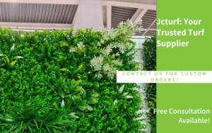 lush green living wall with various plants and foliage