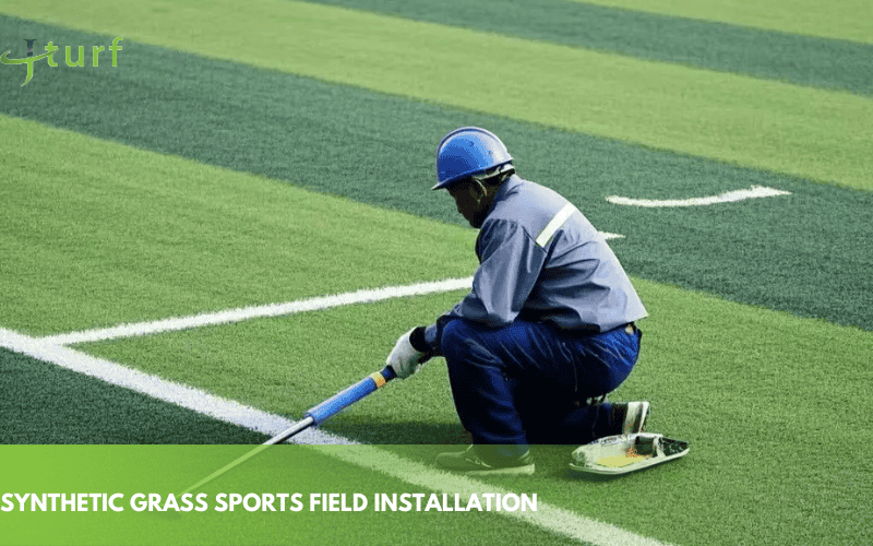 Instalación de campos deportivos de césped sintético con marcado de líneas de calidad profesional