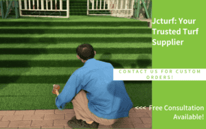 worker installing artificial turf on outdoor steps for safety