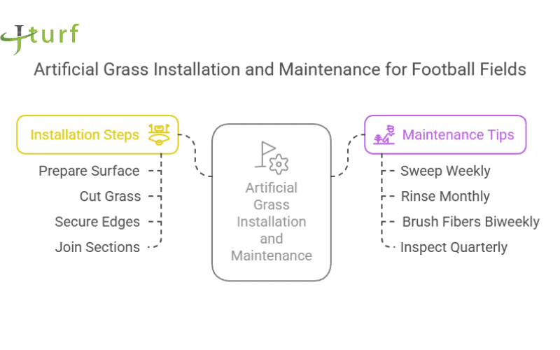 artificial grass football field with maintenance and installation guide