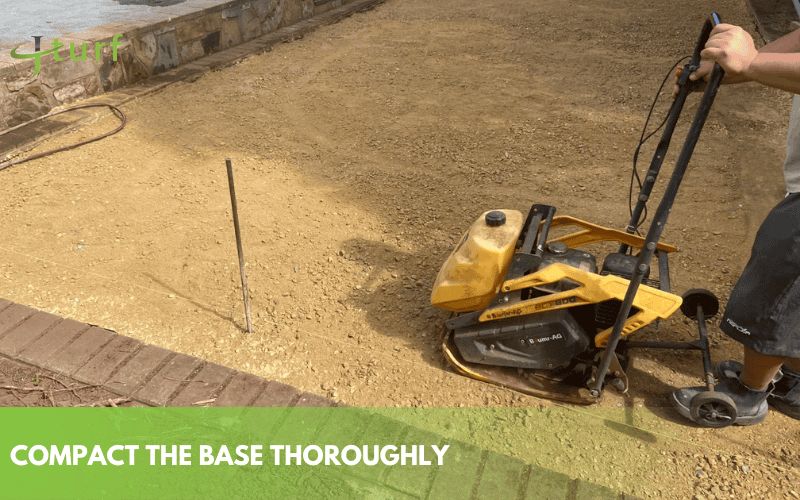 compacting crushed stone base for artificial turf