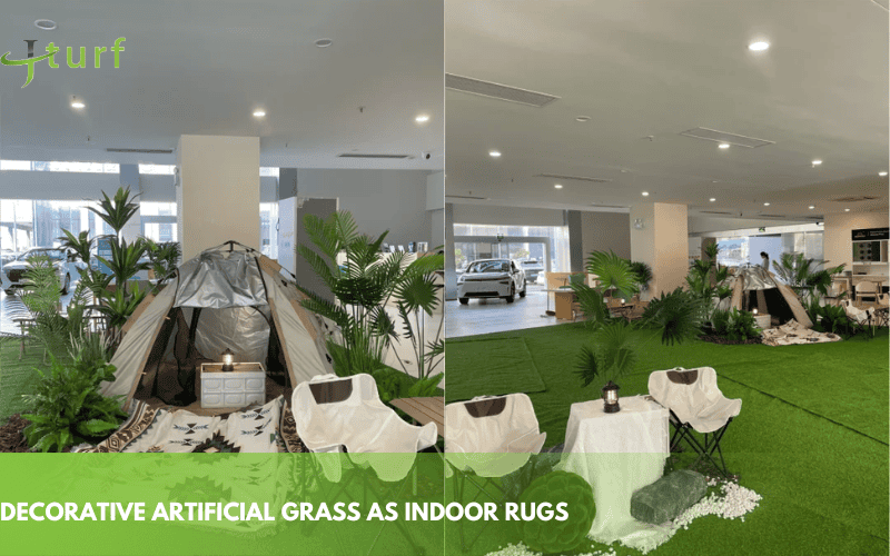 Césped artificial decorativo como alfombras de interior