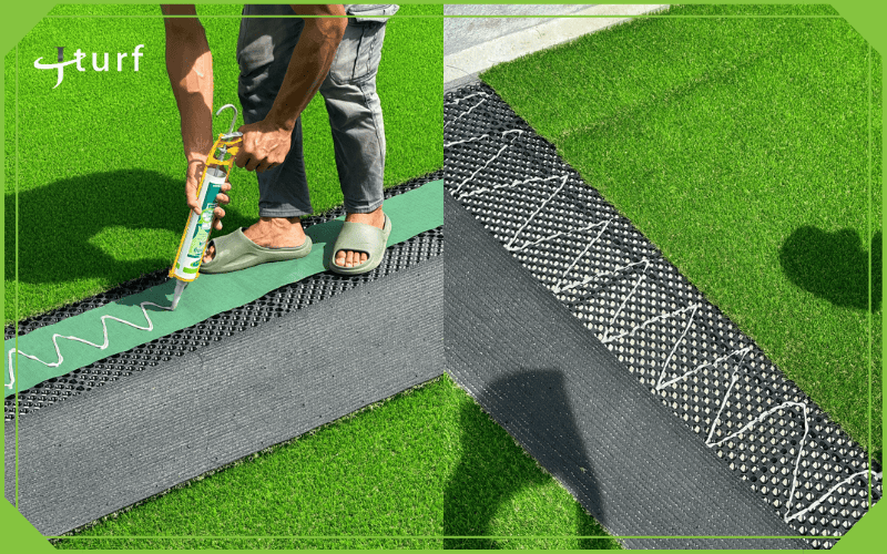 gluing artificial grass seams with adhesive strip