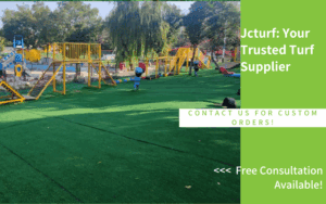 multi-purpose artificial turf field with climbing nets for outdoor childrens games