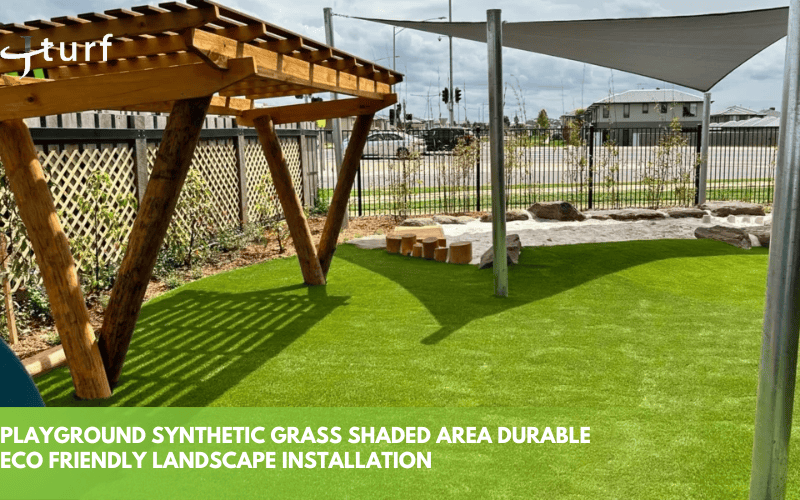 playground synthetic grass shaded area durable eco friendly landscape installation