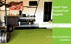 turf flooring for garage gym with weightlifting setup
