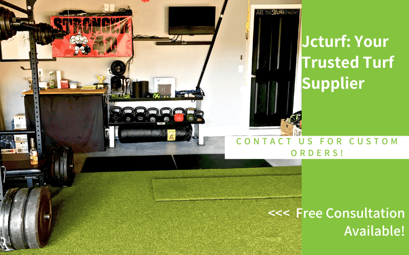 turf flooring for garage gym with weightlifting setup