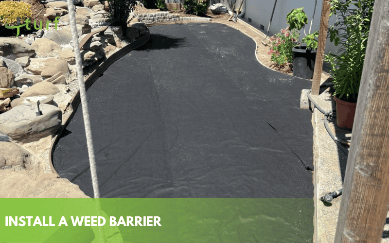 weed barrier installed before artificial turf laying